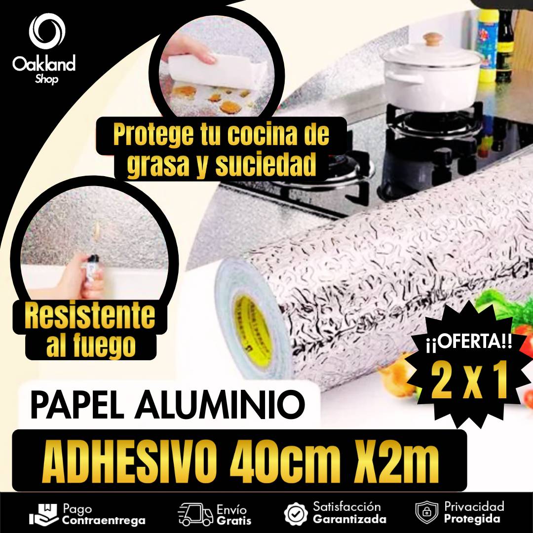 PAPEL ALUMINIO ADHESIVO DE COCINA
