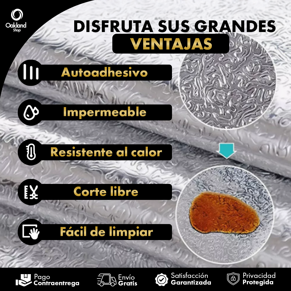 PAPEL ALUMINIO ADHESIVO DE COCINA